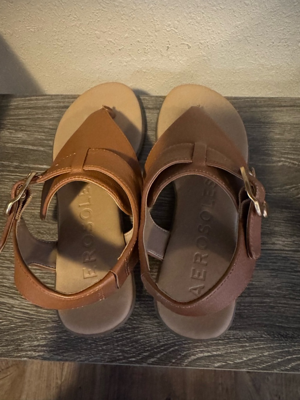AEROSOLES Brown Leather Buckle Sandals - Picture 5 of 6